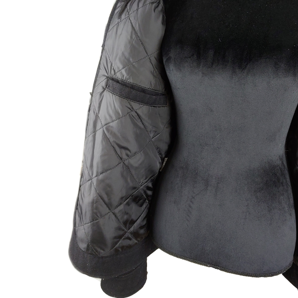 GUESS Mens M Black Wool Mix Thick Quilted Insulated Lining Zip Jacket - Picture 6 of 10